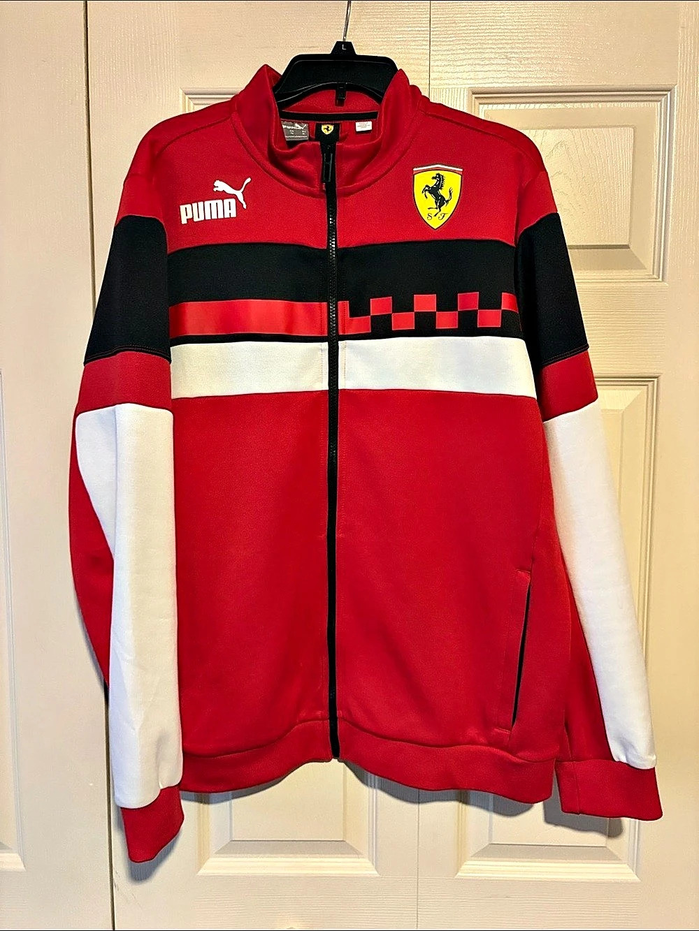 Puma Scuderia Ferrari Race MT7 Track Jacket Color Block Red & Black Large